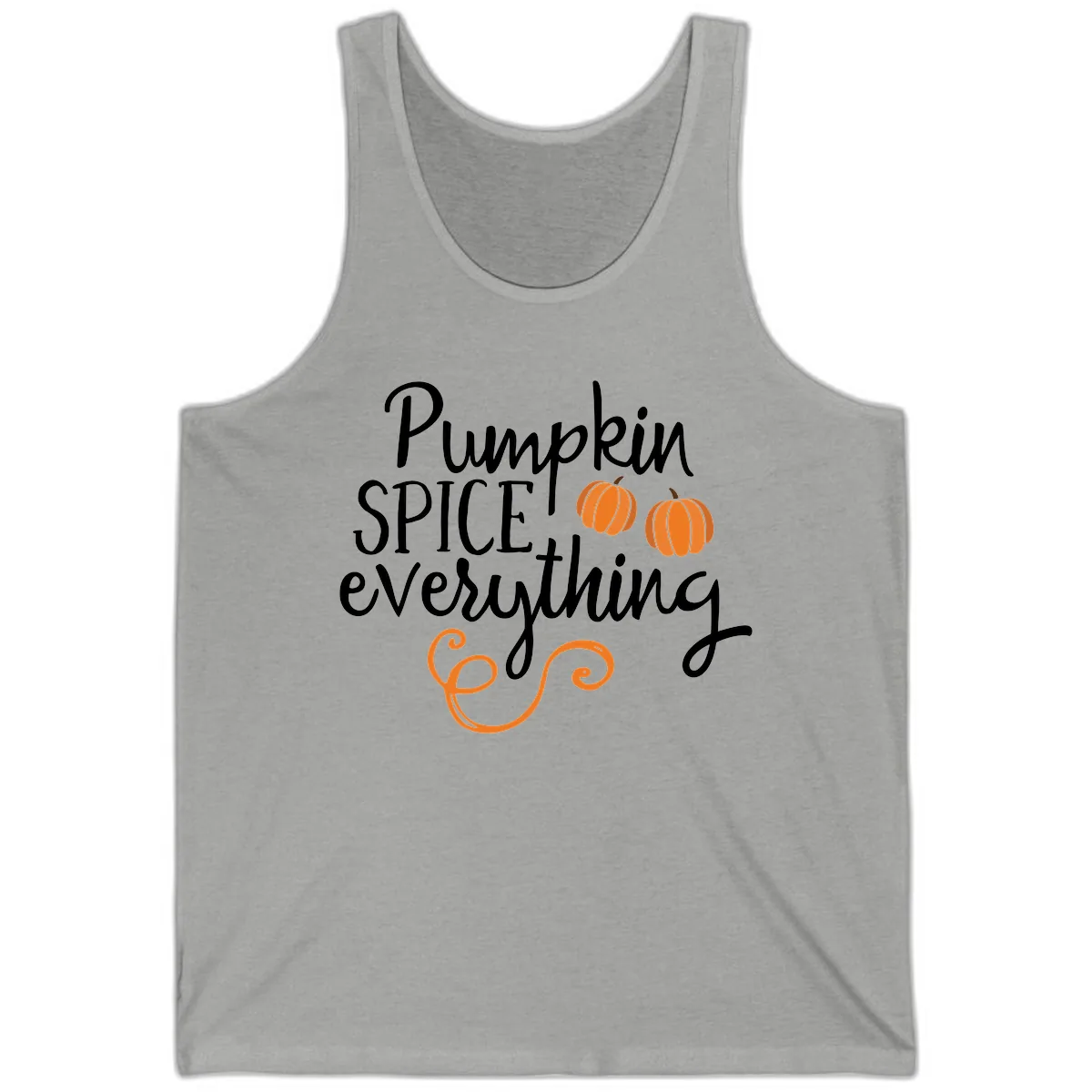 Pumpkin Spice Everything Typography Design Tank in Athletic Heather