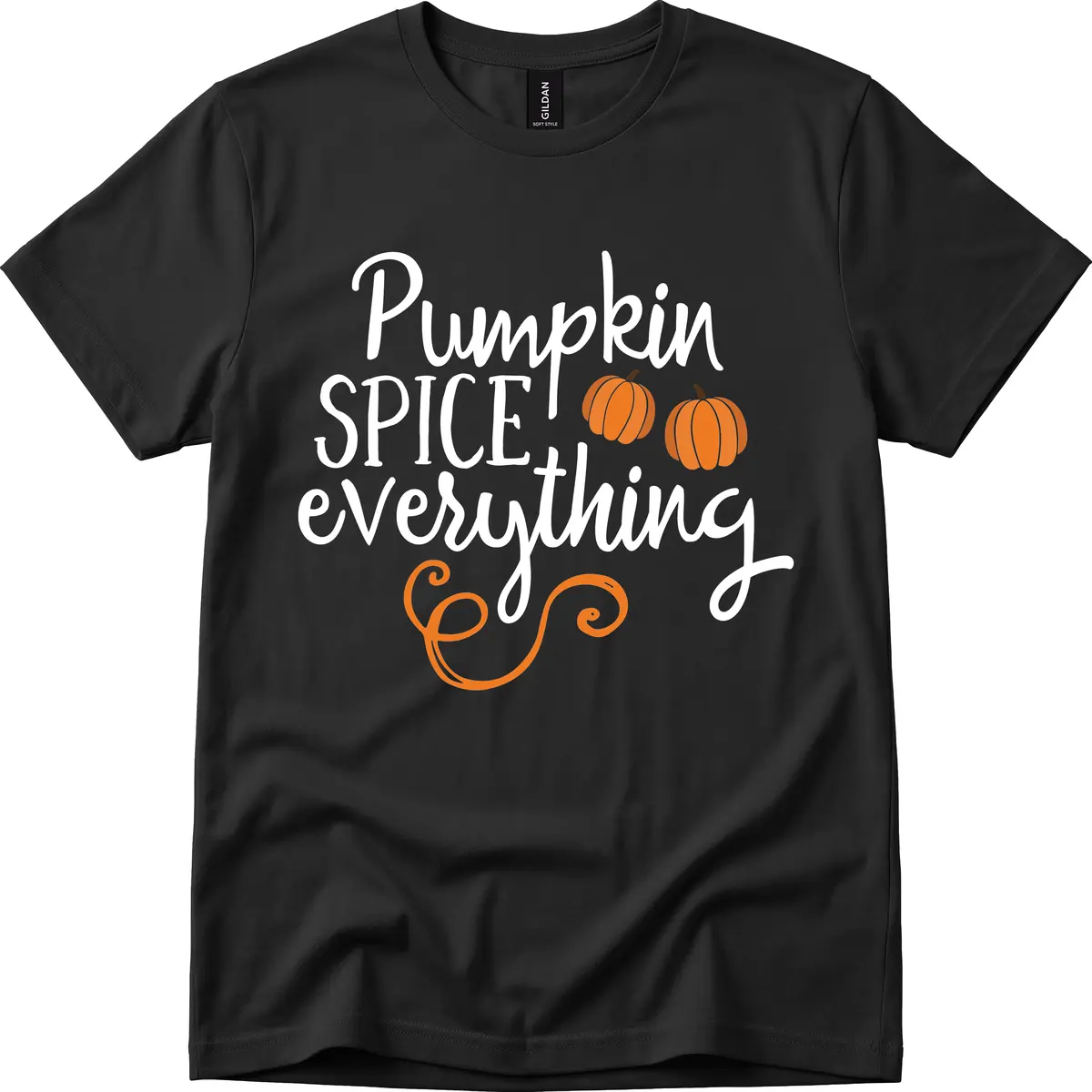 Pumpkin Spice Everything Typography Design T-Shirt in Black