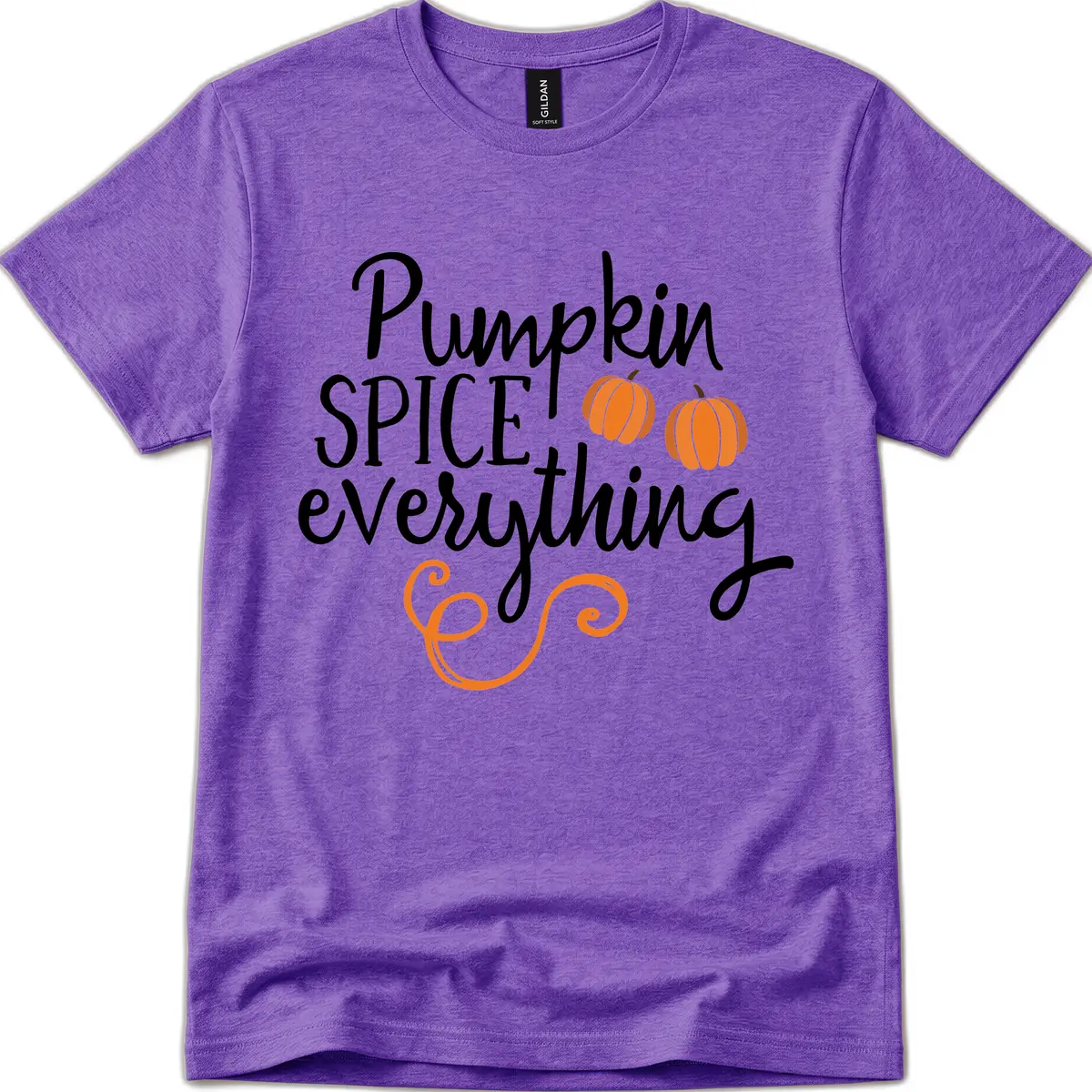 Pumpkin Spice Everything Typography Design T-Shirt in Heather Purple