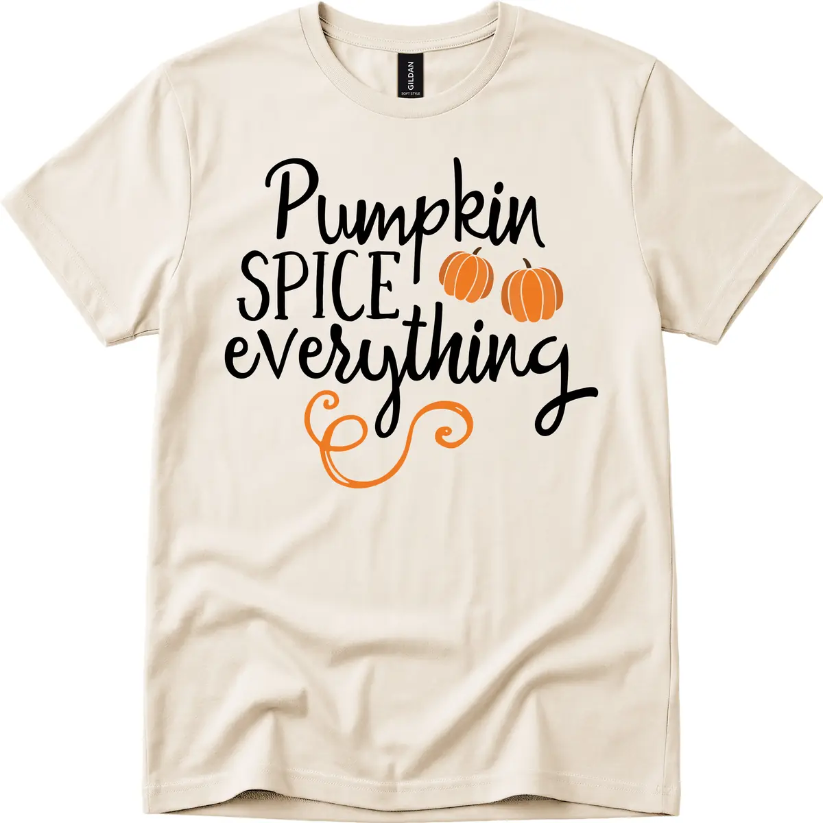 Pumpkin Spice Everything Typography Design T-Shirt in Natural