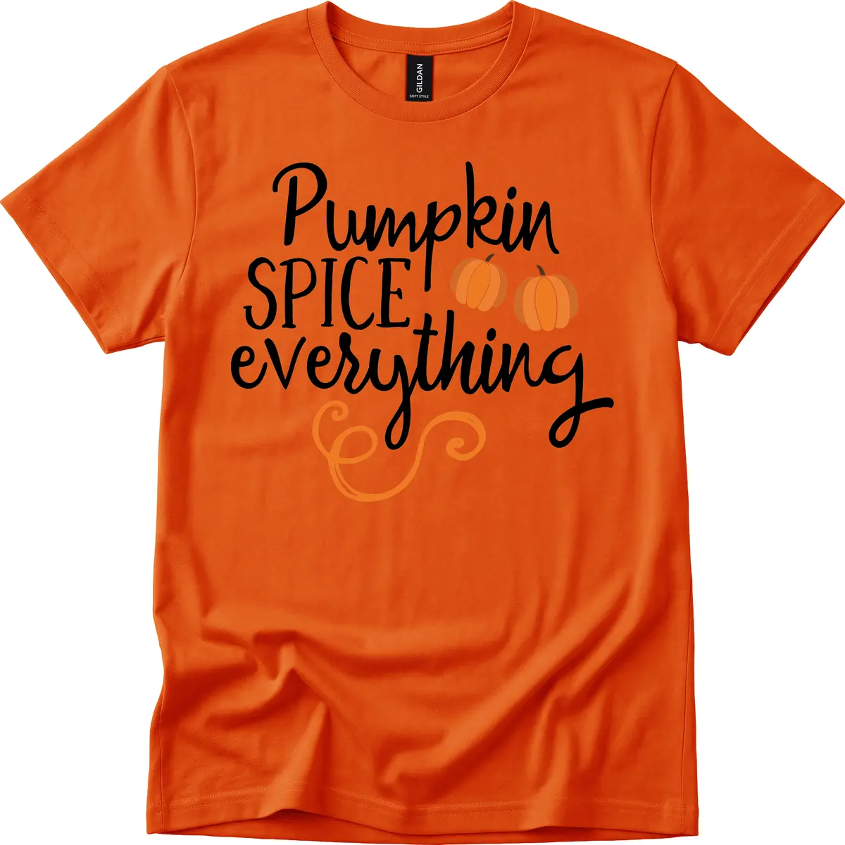 Pumpkin Spice Everything Typography Design T-Shirt in Orange
