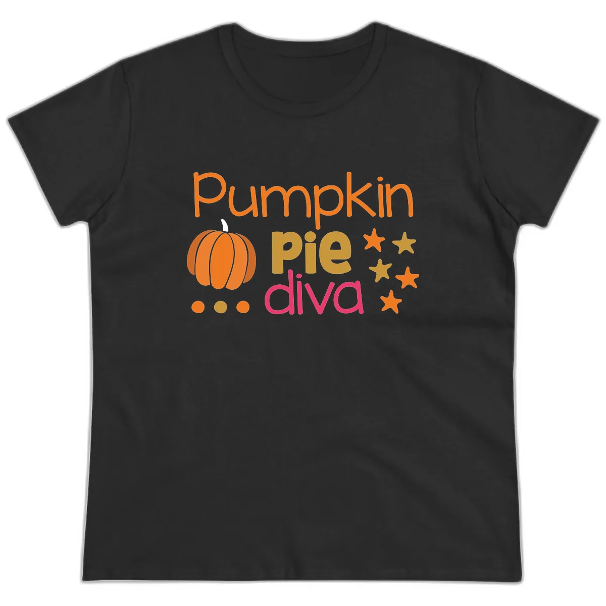 Pumpkin Pie Diva Ladies Tee in Black