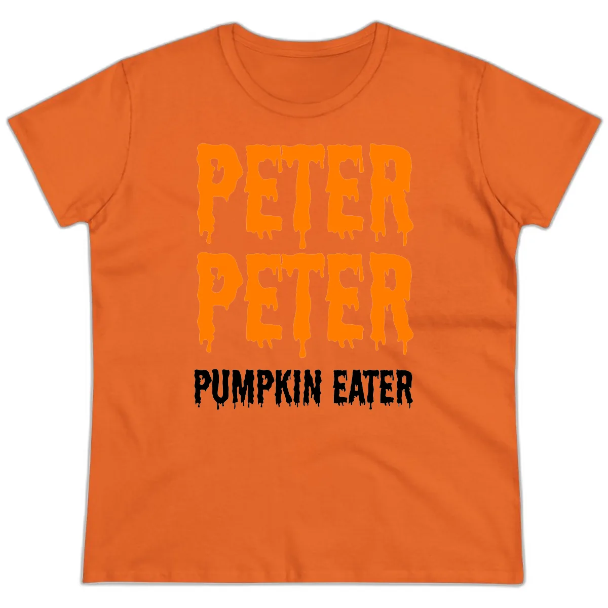 Peter Peter Pumpkin Eater Typography Ladies Tee in Orange