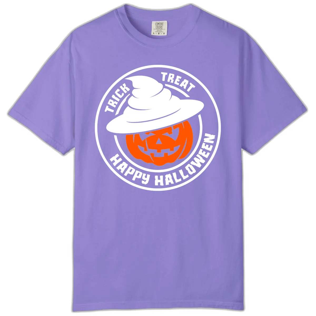 Happy Halloween Pumpkin Witch Hat Comfort Color in Violet