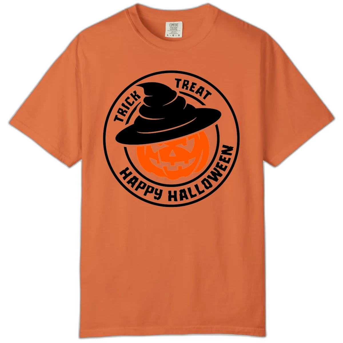 Happy Halloween Pumpkin Witch Hat Comfort Color in Burnt Orange