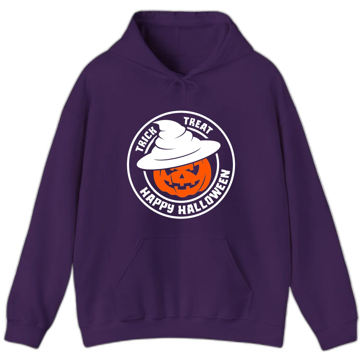 Happy Halloween Pumpkin Witch Hat Hoodie in Purple