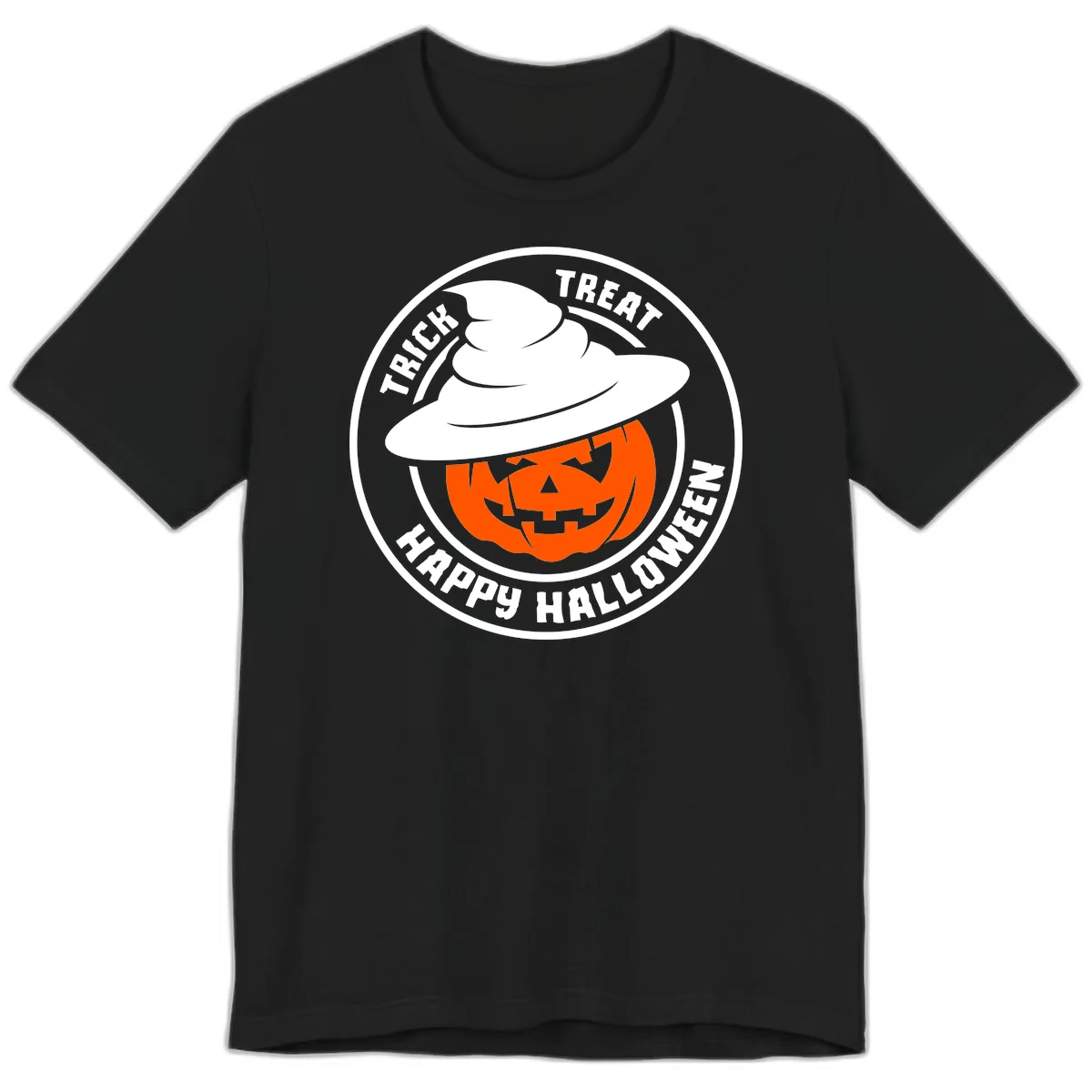 Happy Halloween Pumpkin Witch Hat Premium T-Shirt in Black
