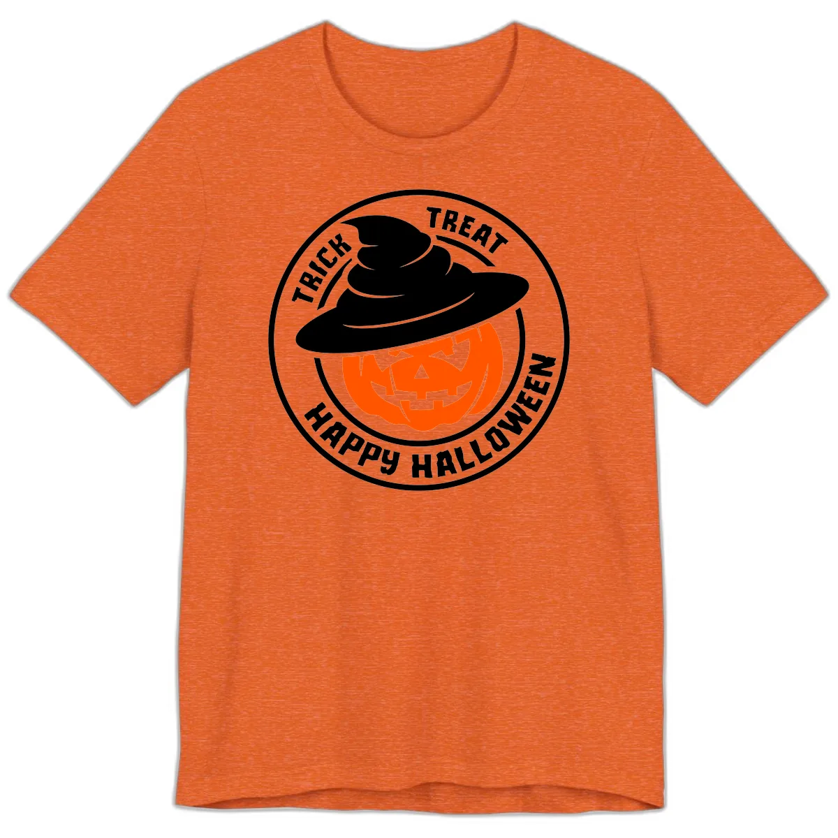 Happy Halloween Pumpkin Witch Hat Premium T-Shirt in Heather Orange