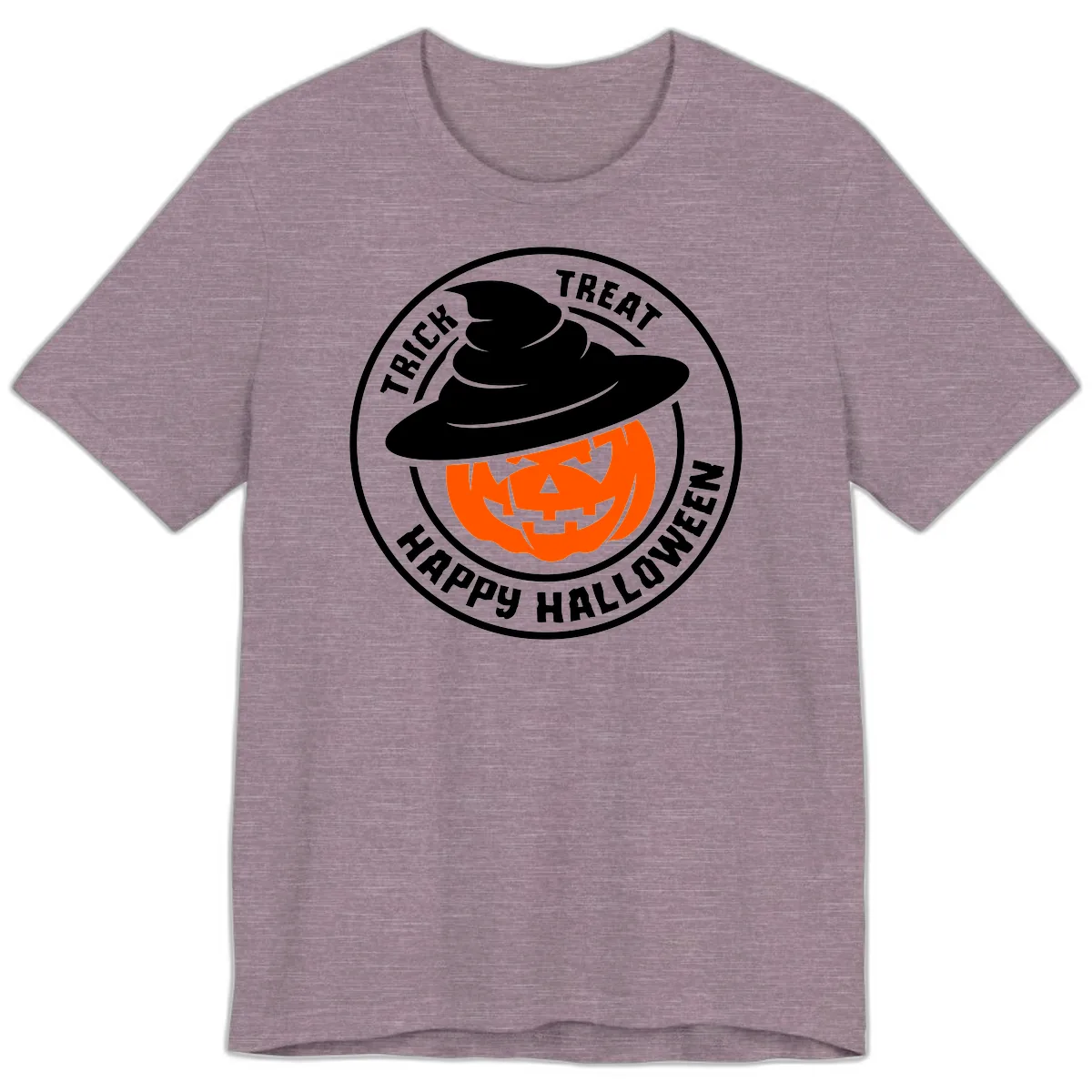 Happy Halloween Pumpkin Witch Hat Premium T-Shirt in Heather Purple