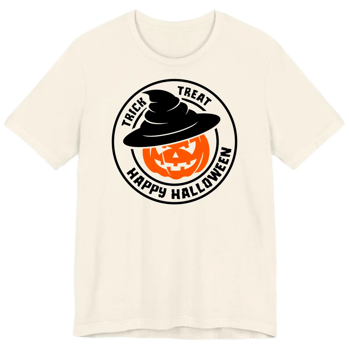 Happy Halloween Pumpkin Witch Hat Premium T-Shirt in Natural