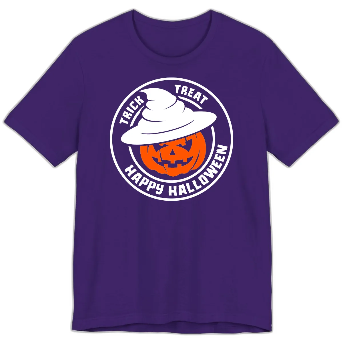 Happy Halloween Pumpkin Witch Hat Premium T-Shirt in Team Purple