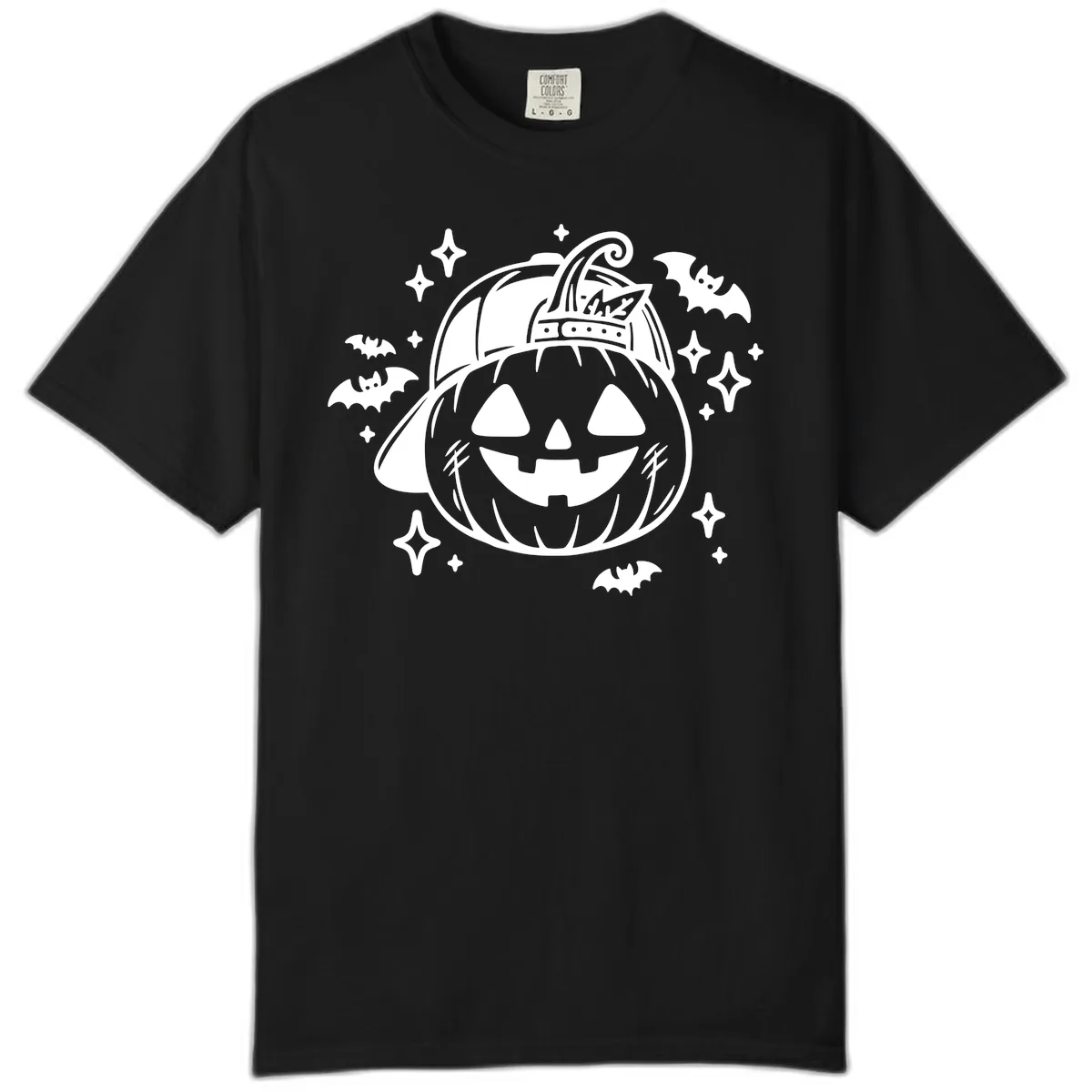 Cool Pumpkin In A Baseball Cap Comfort Color in Black