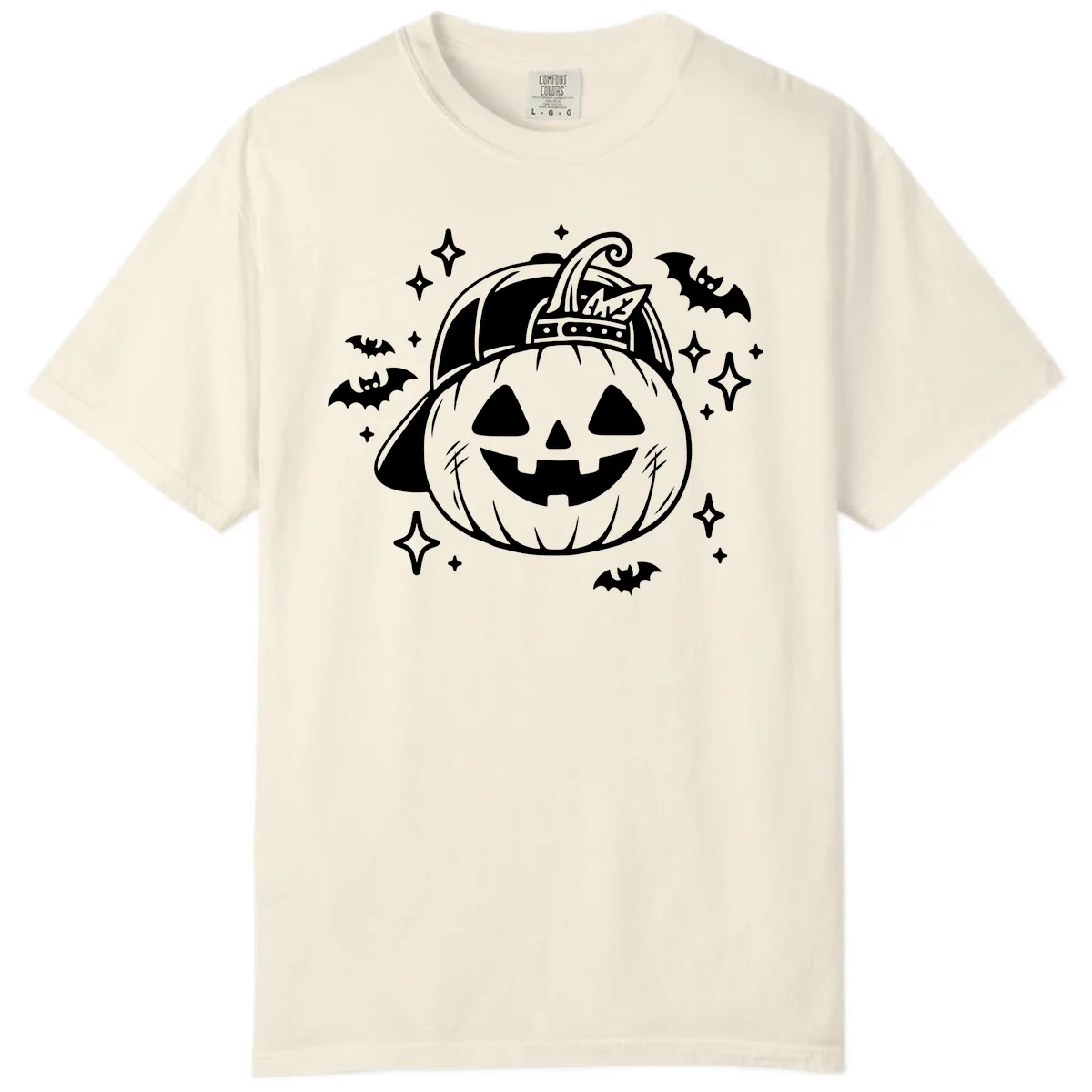 Cool Pumpkin In A Baseball Cap Comfort Color in Ivory