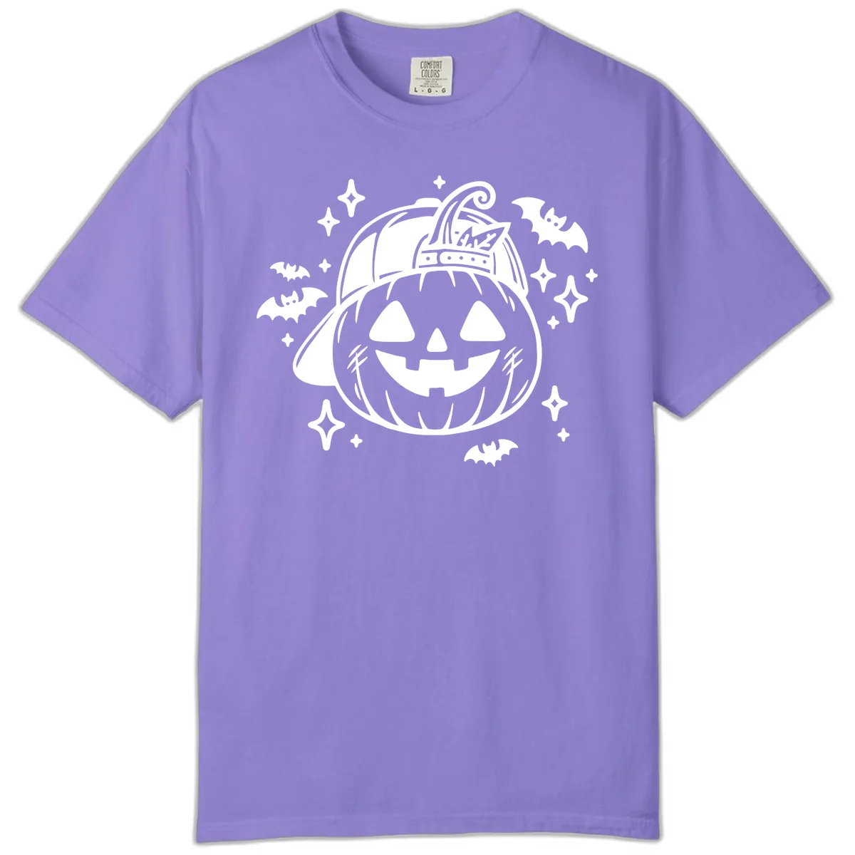 Cool Pumpkin In A Baseball Cap Comfort Color in Violet