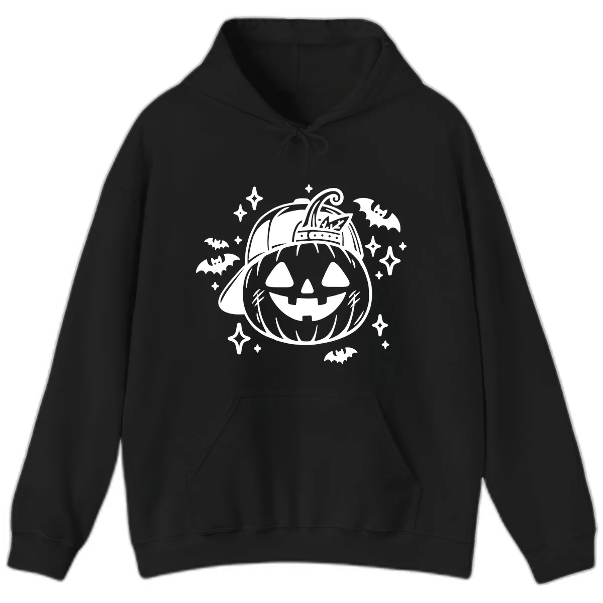 Cool Pumpkin In A Baseball Cap Hoodie in Black