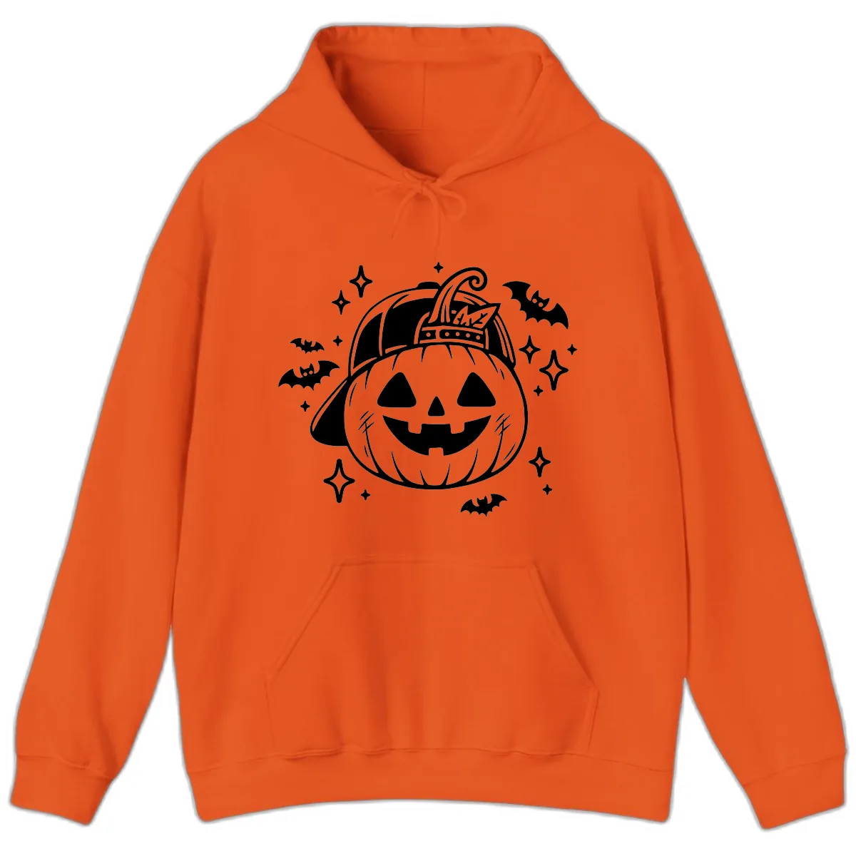 Cool Pumpkin In A Baseball Cap Hoodie in Orange
