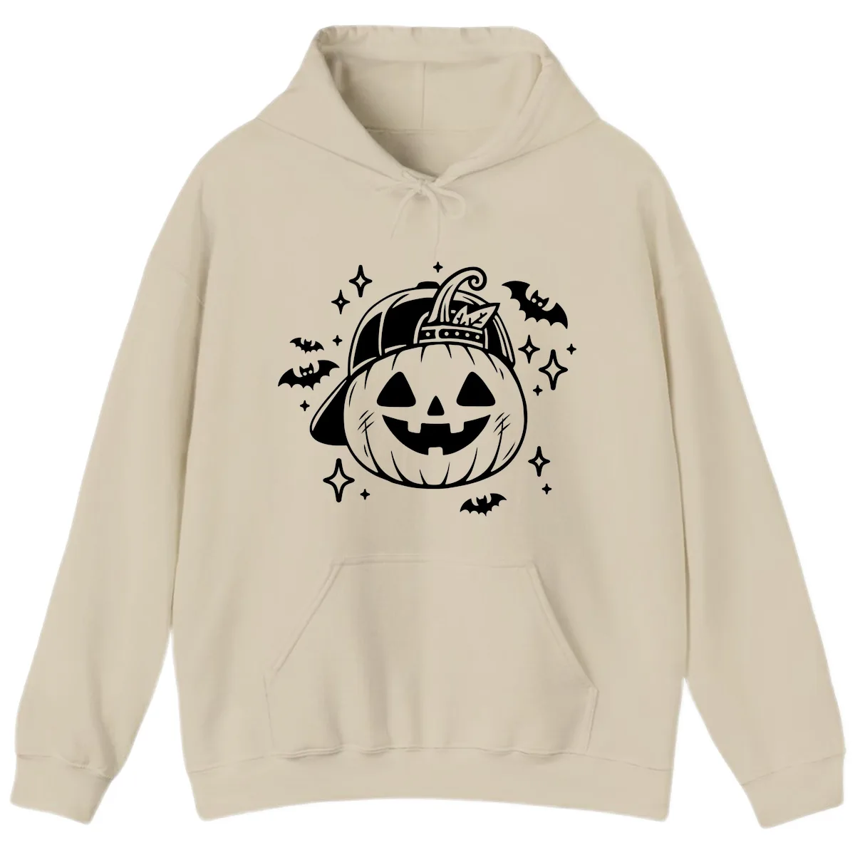 Cool Pumpkin In A Baseball Cap Hoodie in Sand