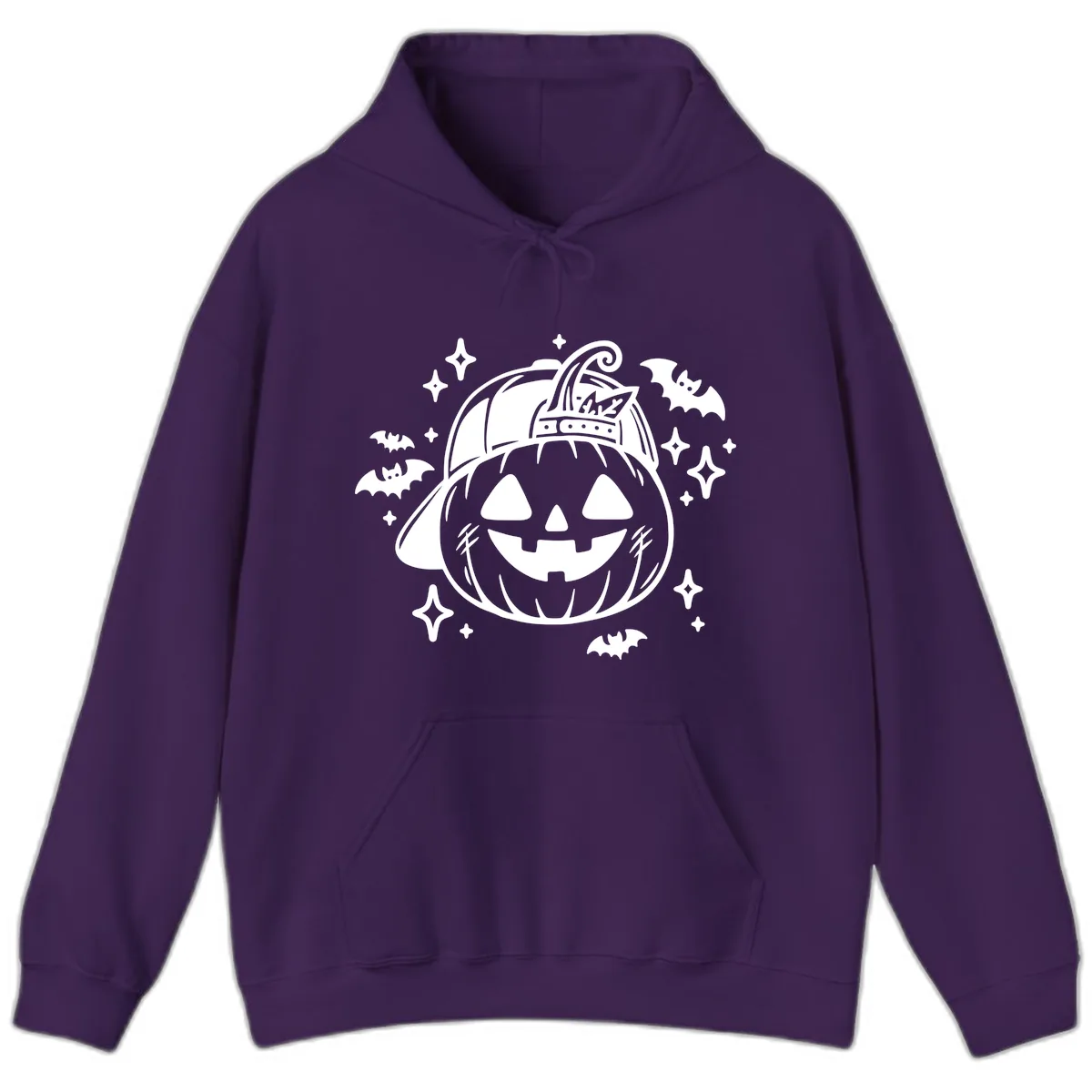 Cool Pumpkin In A Baseball Cap Hoodie in Purple