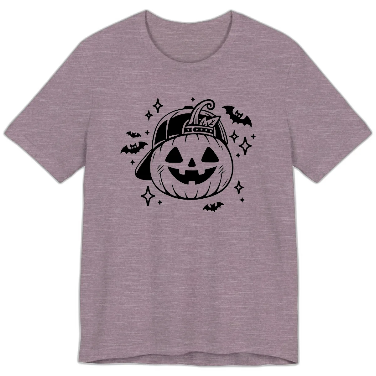 Cool Pumpkin In A Baseball Cap Premium T-Shirt in Heather Purple