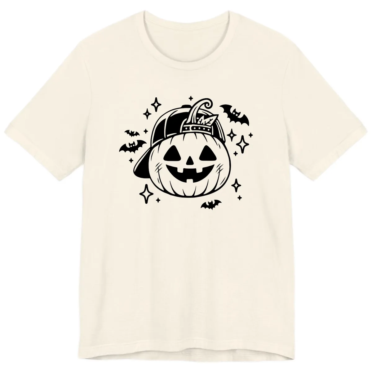 Cool Pumpkin In A Baseball Cap Premium T-Shirt in Natural