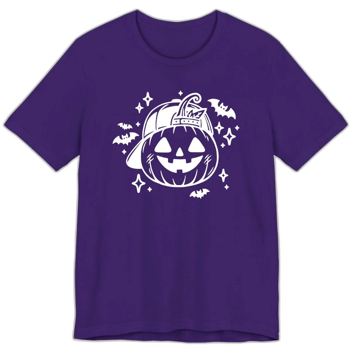 Cool Pumpkin In A Baseball Cap Premium T-Shirt in Team Purple