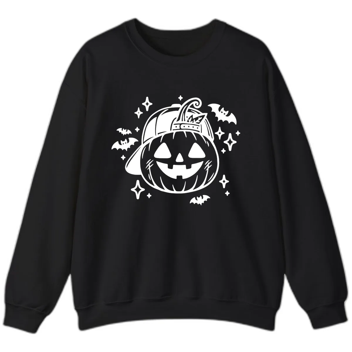 Cool Pumpkin In A Baseball Cap Sweatshirt in Black