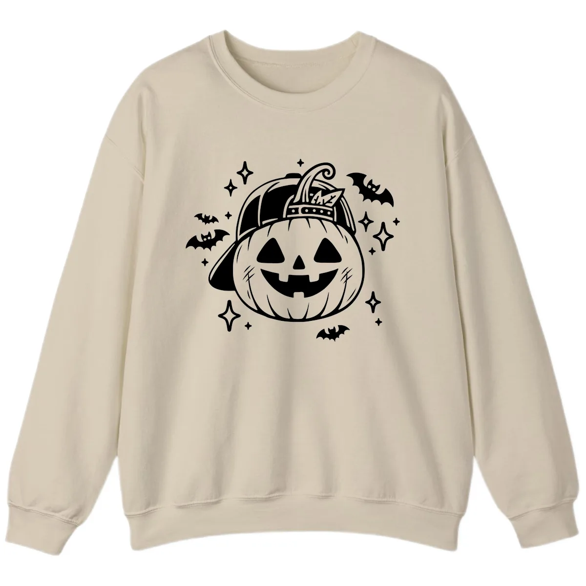 Cool Pumpkin In A Baseball Cap Sweatshirt in Sand
