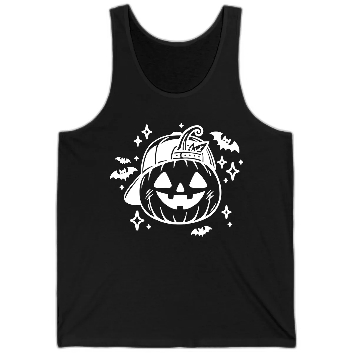 Cool Pumpkin In A Baseball Cap Tank in Black