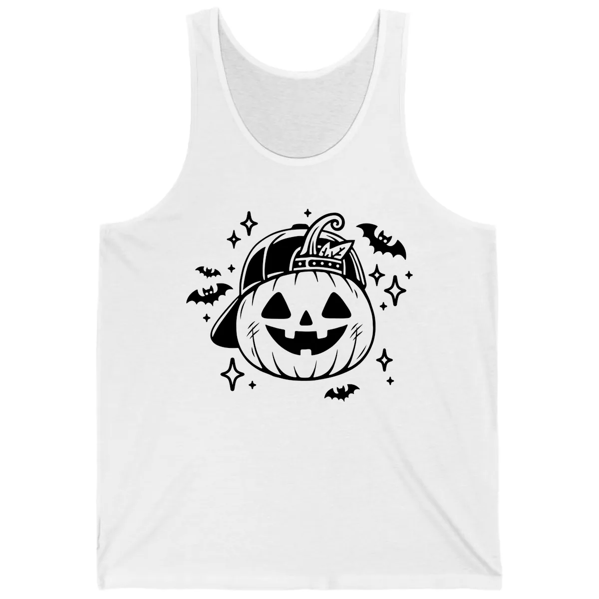 Cool Pumpkin In A Baseball Cap Tank in White