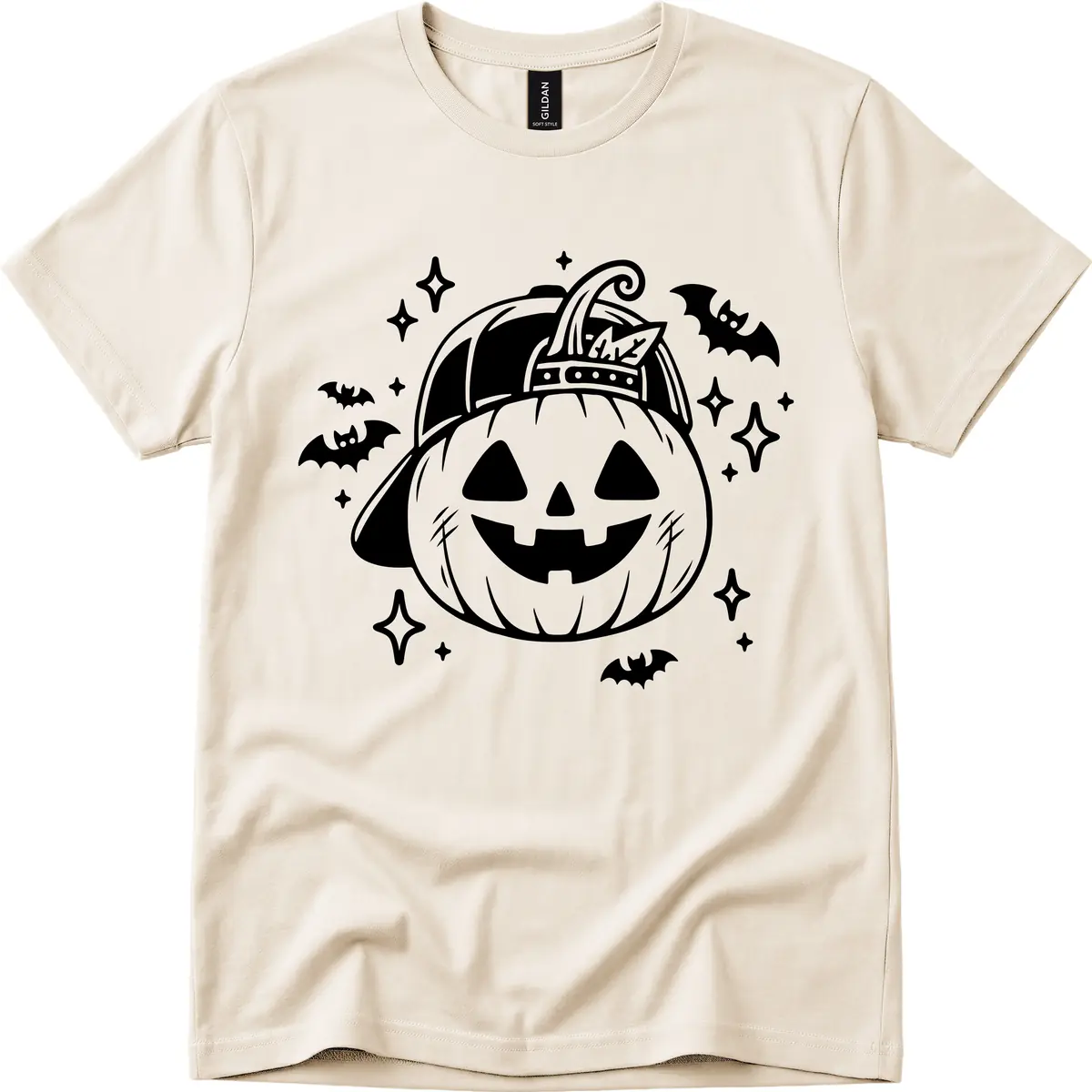 Cool Pumpkin In A Baseball Cap T-Shirt in Natural