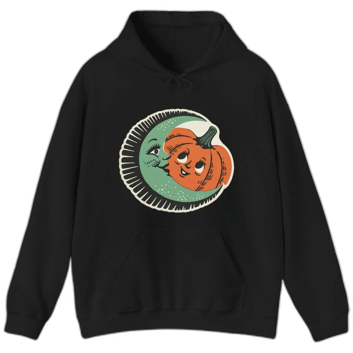 Happy Moon and Pumpkin Pals Hoodie in Black