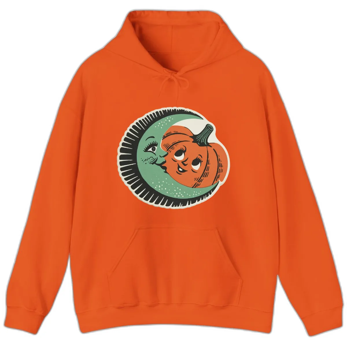 Happy Moon and Pumpkin Pals Hoodie in Orange
