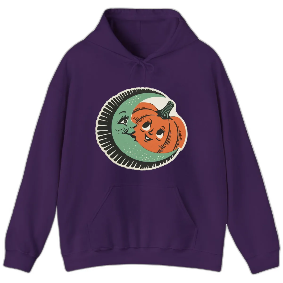 Happy Moon and Pumpkin Pals Hoodie in Purple