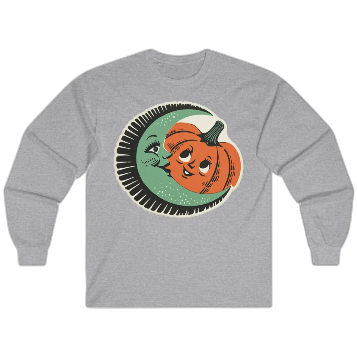 Happy Moon and Pumpkin Pals Long Sleeve in Sport Grey