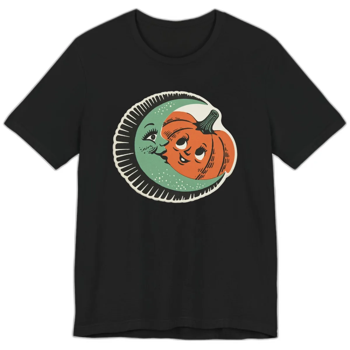 Happy Moon and Pumpkin Pals Premium T-Shirt in Black