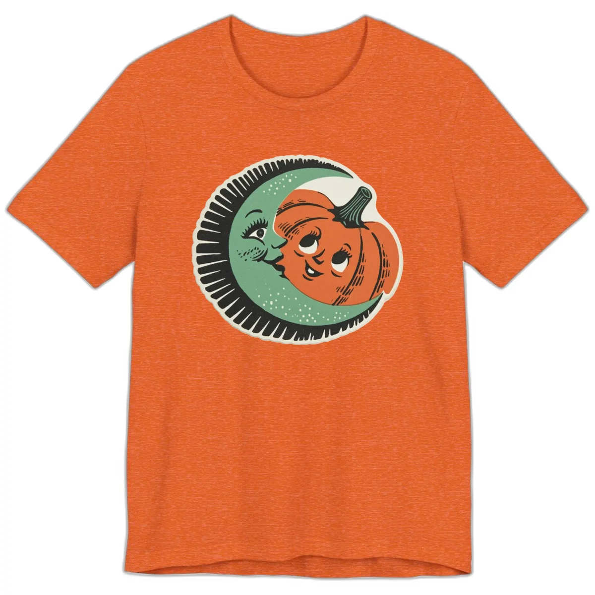 Happy Moon and Pumpkin Pals Premium T-Shirt in Heather Orange