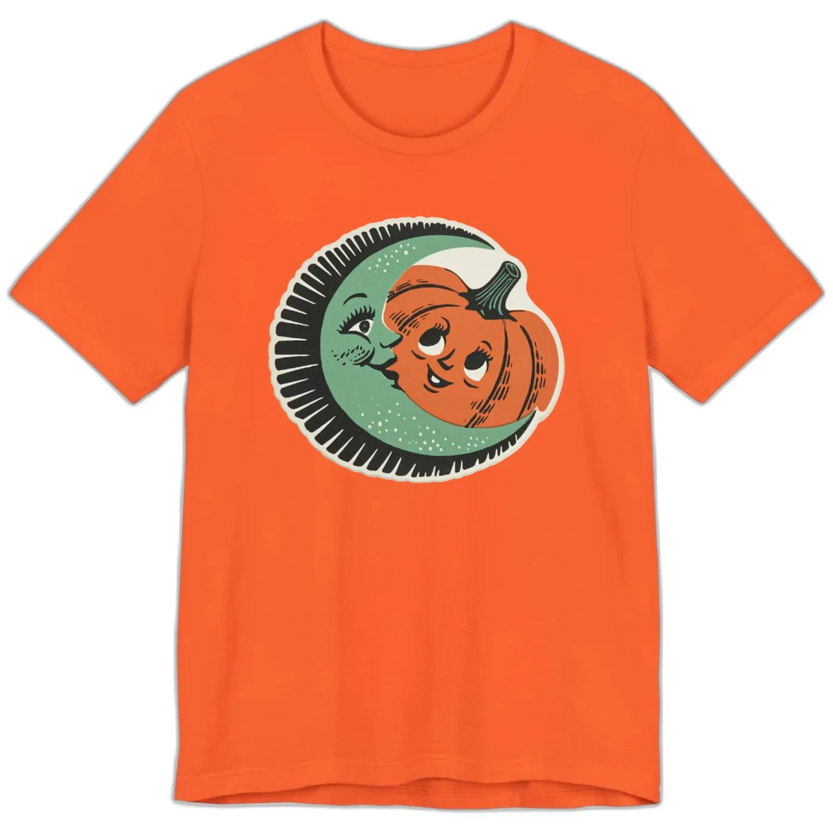 Happy Moon and Pumpkin Pals Premium T-Shirt in Orange