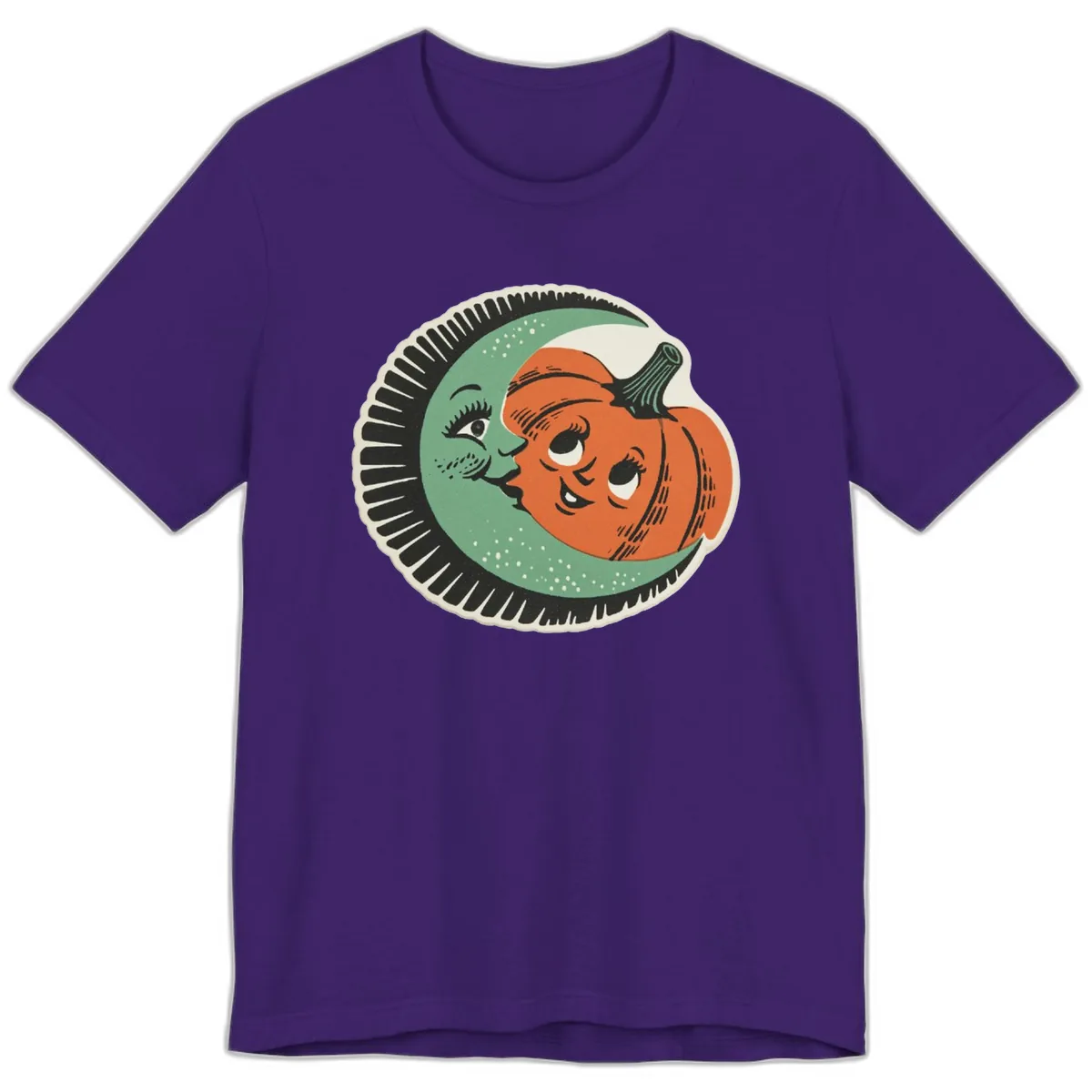 Happy Moon and Pumpkin Pals Premium T-Shirt in Team Purple