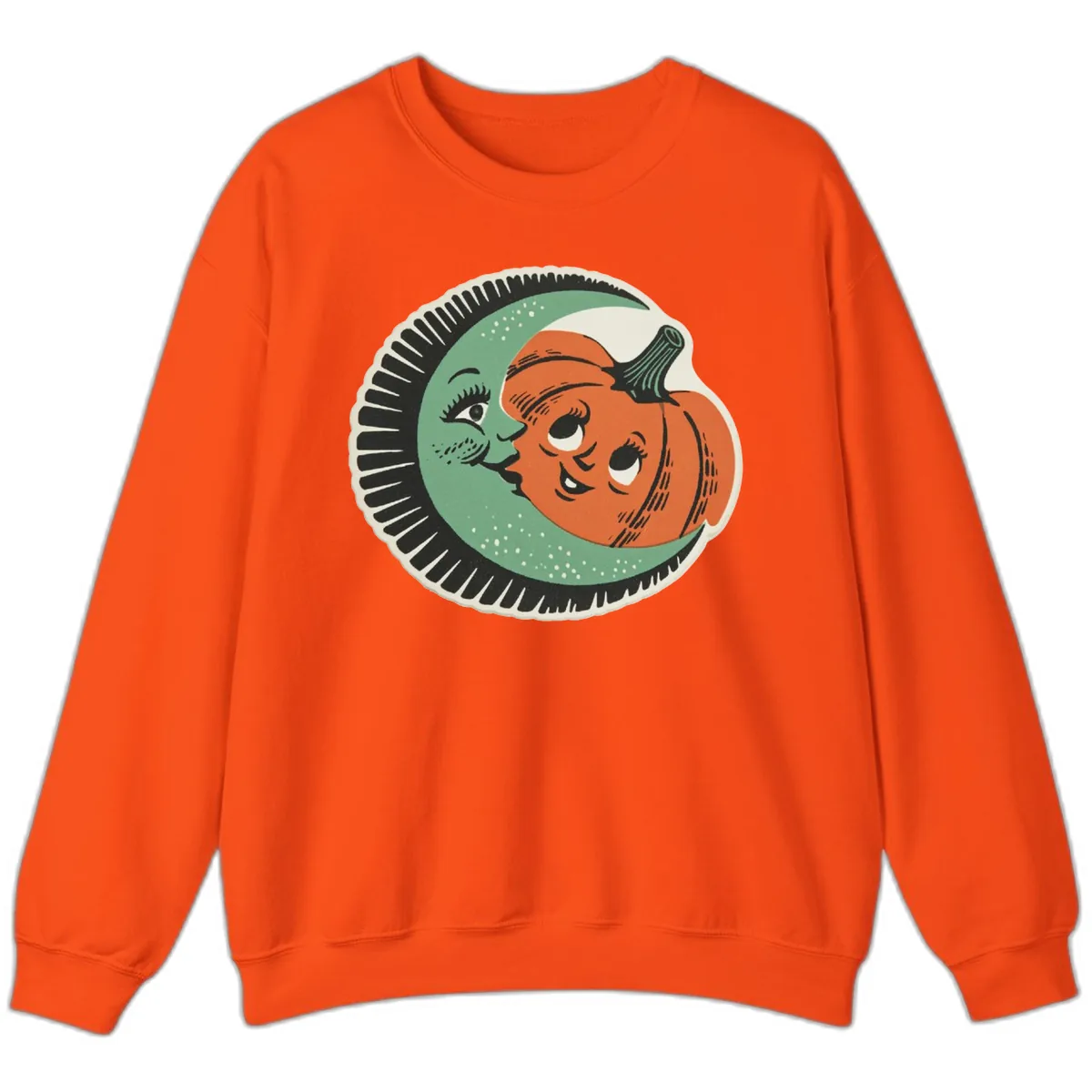 Happy Moon and Pumpkin Pals Sweatshirt in Orange
