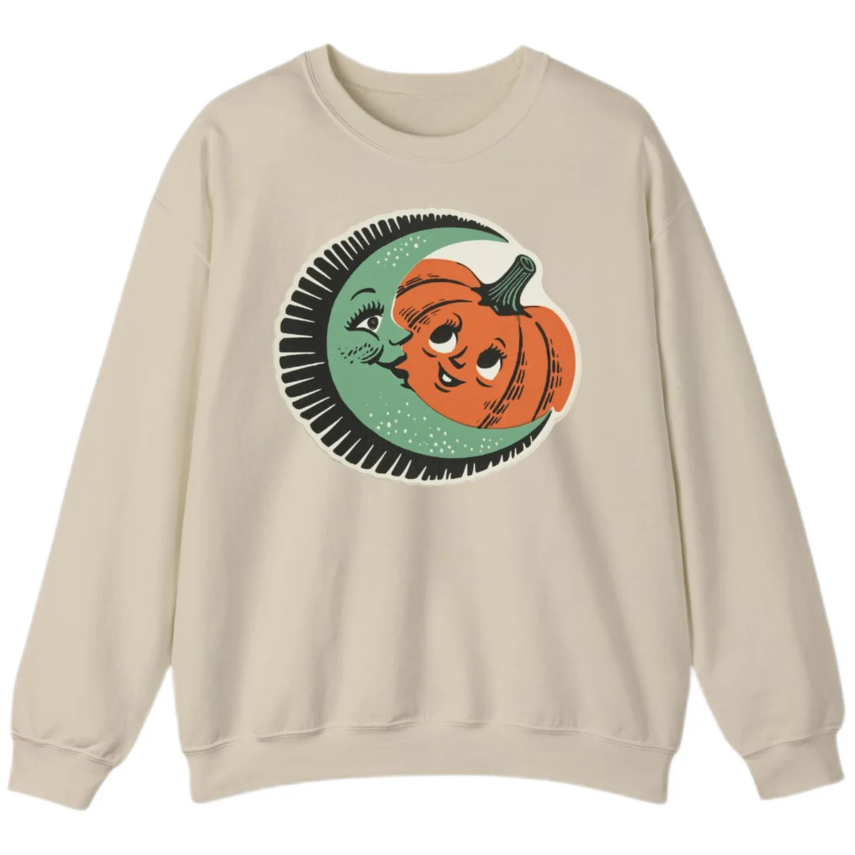 Happy Moon and Pumpkin Pals Sweatshirt in Sand