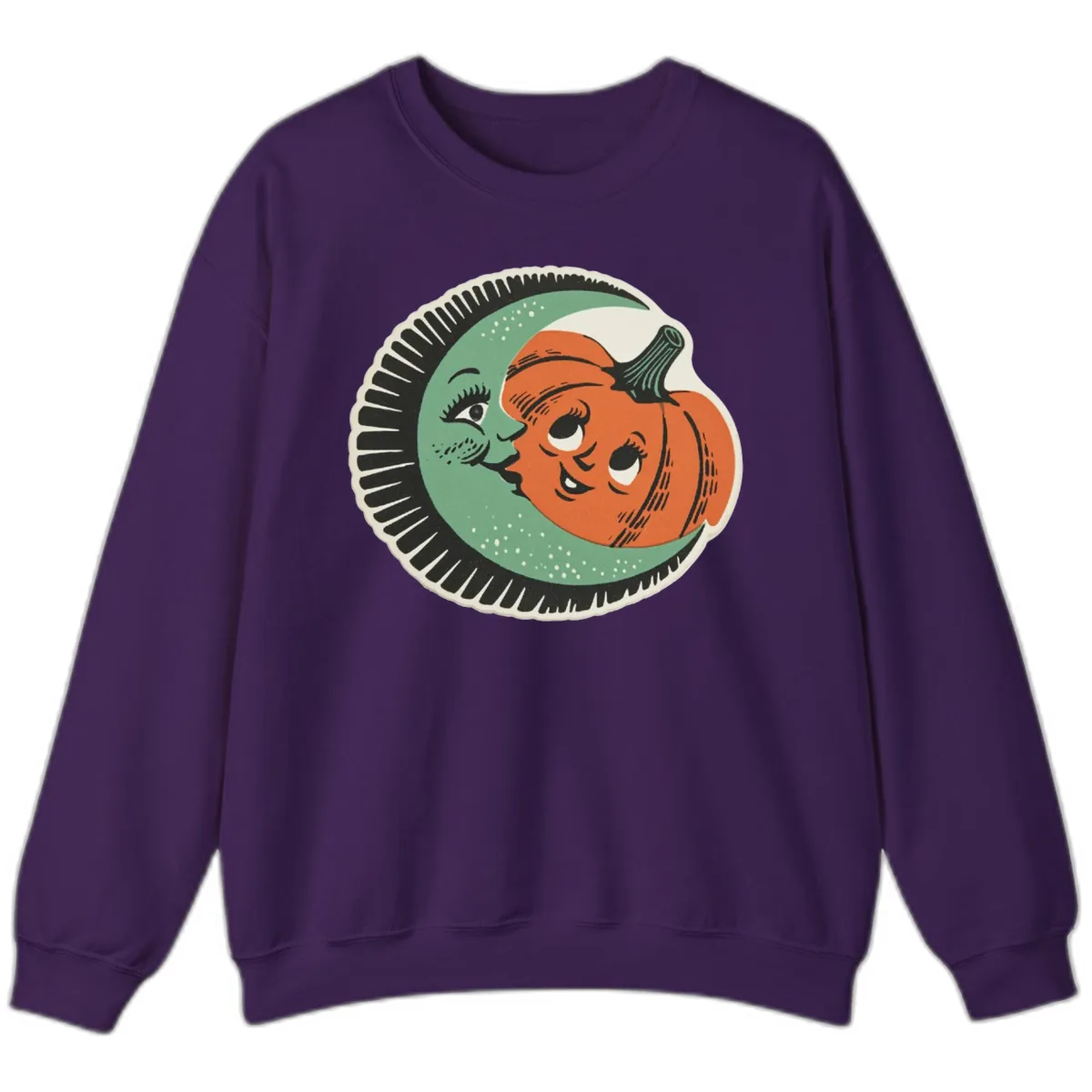 Happy Moon and Pumpkin Pals Sweatshirt in Purple