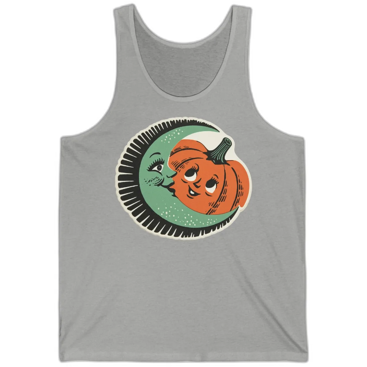 Happy Moon and Pumpkin Pals Tank in Athletic Heather