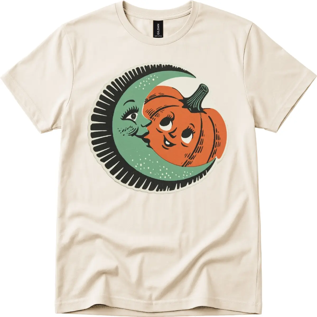 Happy Moon and Pumpkin Pals T-Shirt in Natural