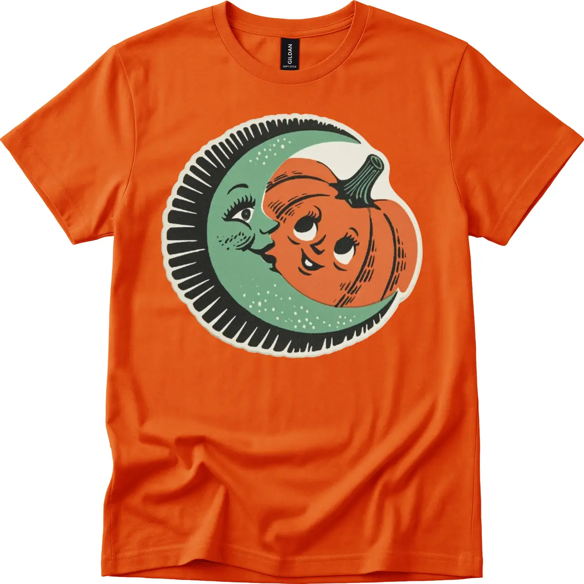 Happy Moon and Pumpkin Pals T-Shirt in Orange