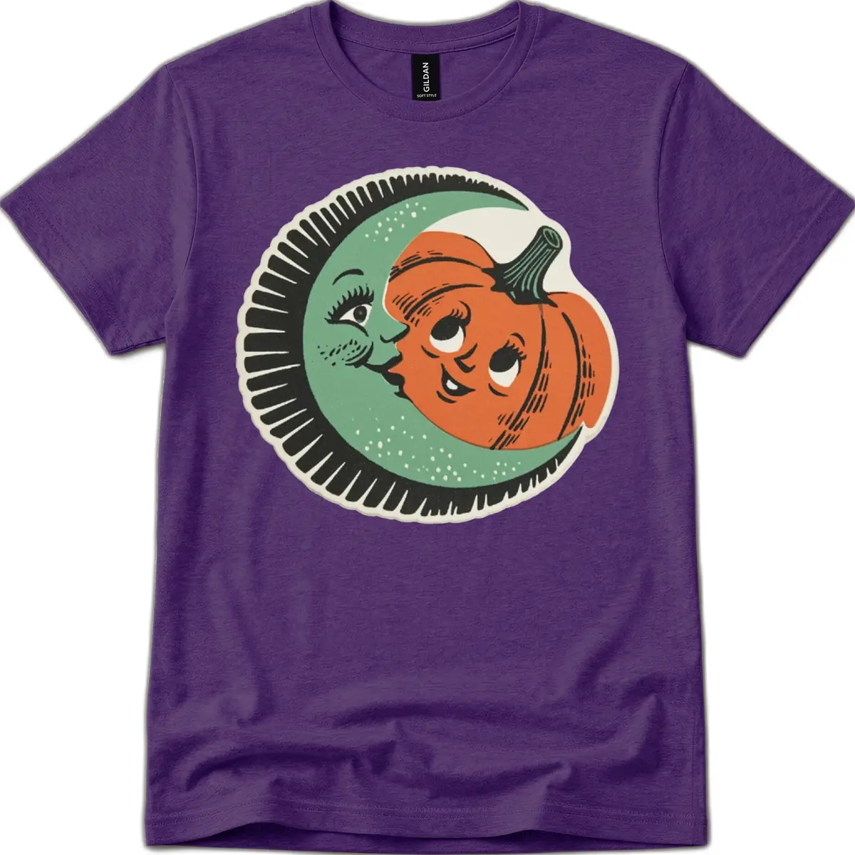 Happy Moon and Pumpkin Pals T-Shirt in Purple