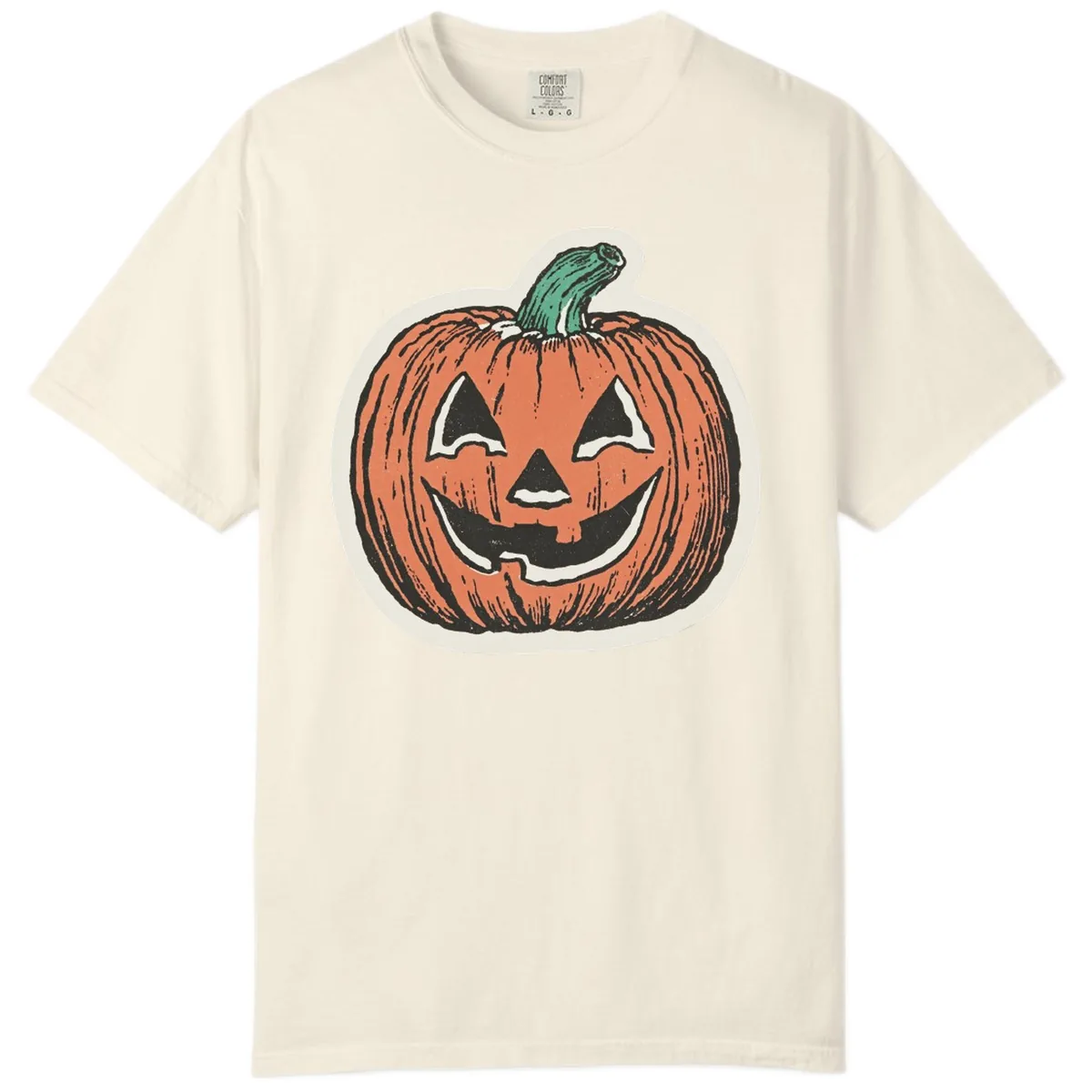 Spooky Grinning Jack O Lantern Comfort Color in Ivory