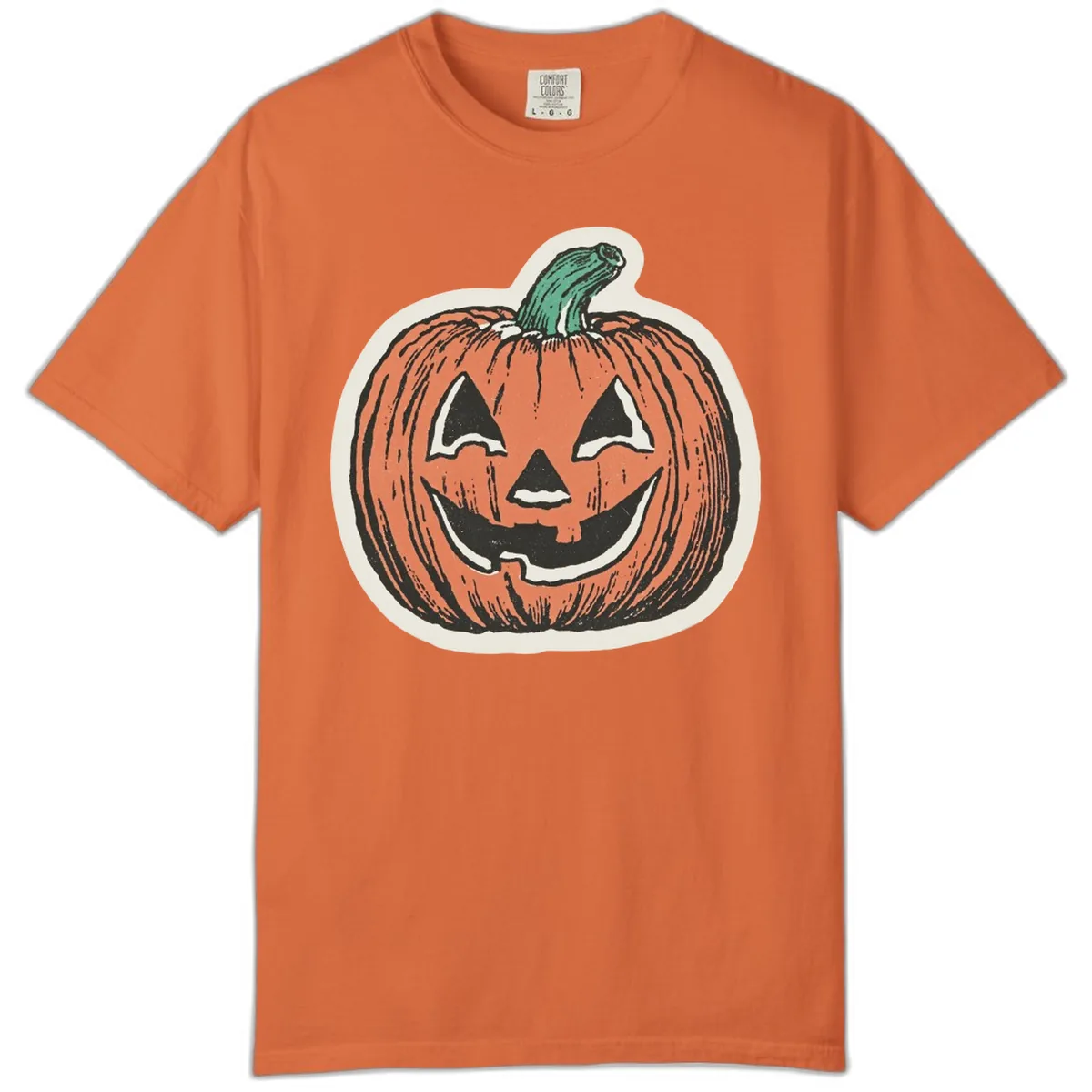 Spooky Grinning Jack O Lantern Comfort Color in Burnt Orange