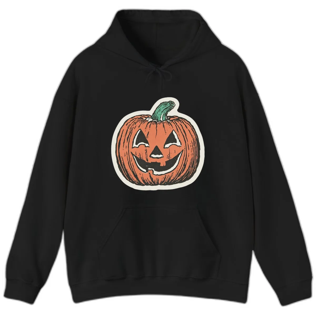 Spooky Grinning Jack O Lantern Hoodie in Black