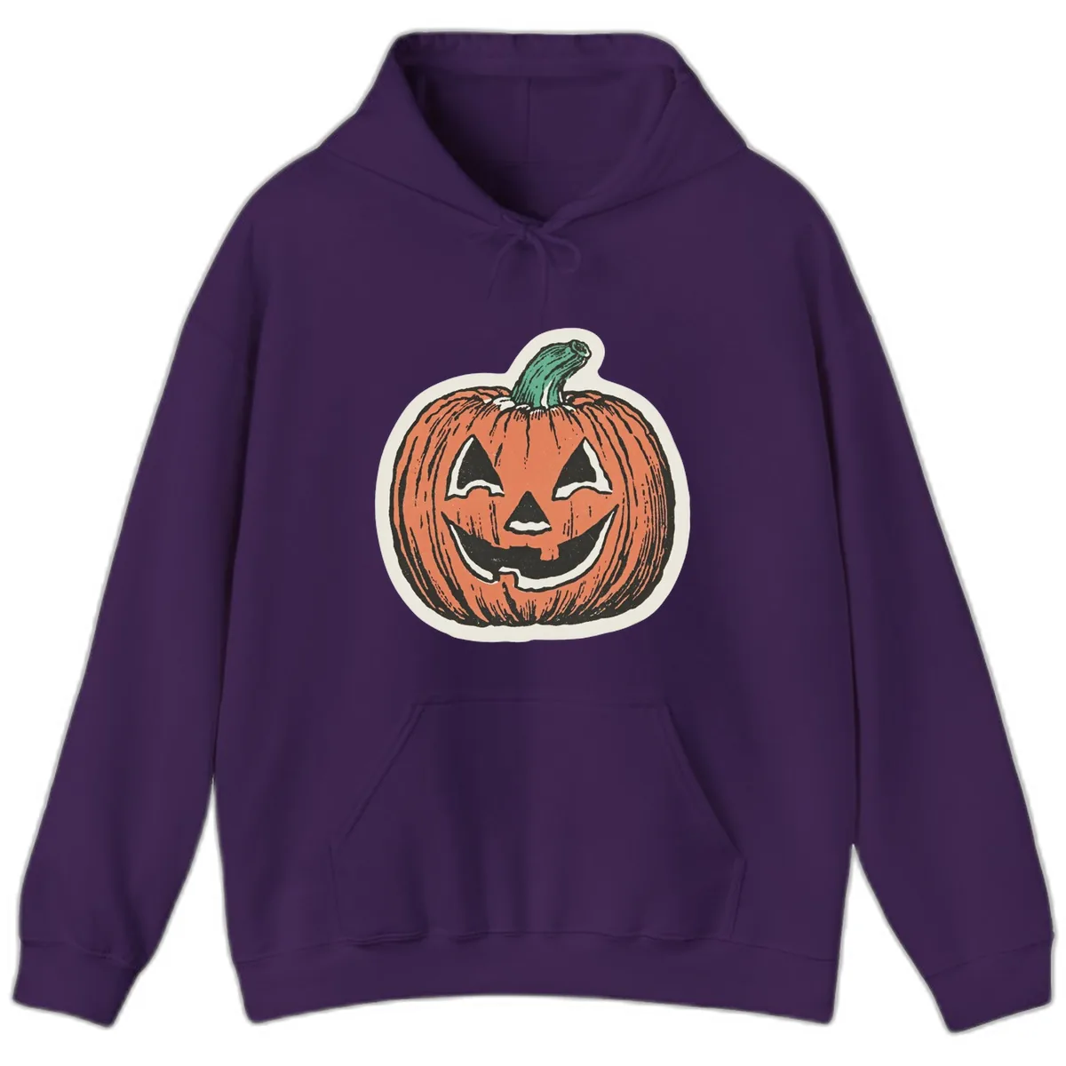 Spooky Grinning Jack O Lantern Hoodie in Purple