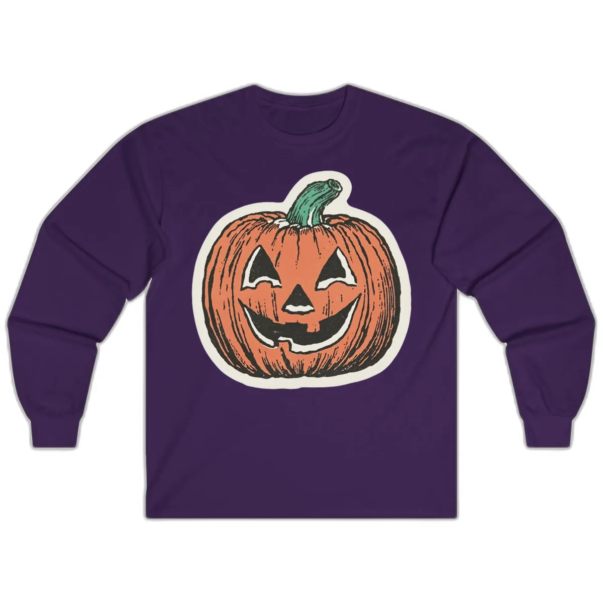 Spooky Grinning Jack O Lantern Long Sleeve in Purple
